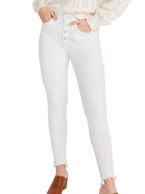 Madewell 10" High Rise Skinny Jeans Magic Pocket Button Fly White Size 22 NEW
